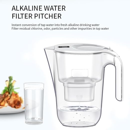 Alkaline Water Filter Pitcher, 3.2L/12 Cup, Digital Display, BPA Free, 4-Stage Filtration System