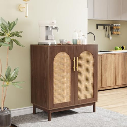 Set of 2 Rattan Sideboard, 59” Buffet Cabinet with Storage