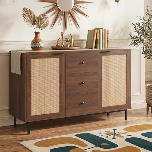 47.5" Sideboard Buffet Cabinet with Storage, Wooden Credenza, Brown