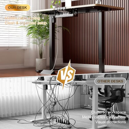 48 Inch Standing Desk with Wheels, USB-C Port, Cable Management