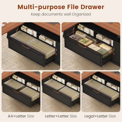 70.9" x 55" L Shaped Standing Desk with 4 Drawers, Electric Executive Desk