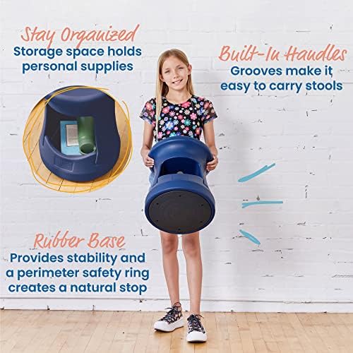 ECR4Kids Storage Wobble Stool, 15in Seat Height, Active Seating, Navy