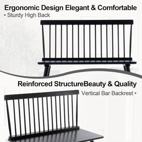 Entryway Bench, Black Dining Bench with Spindle Back