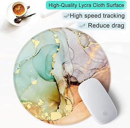ITNRSIIET Round Mouse Pad with Stitched Edge Premium-Textured Waterproof Non-Slip Rubber Base Desktop Protection Mat Diameter 8.7 inches, Abstract Texture