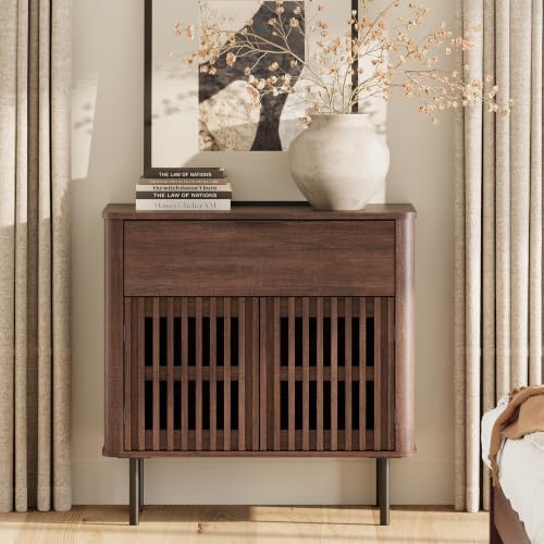 31.5" Tall Modern Sideboard Buffet Cabinet with Storage, Walnut