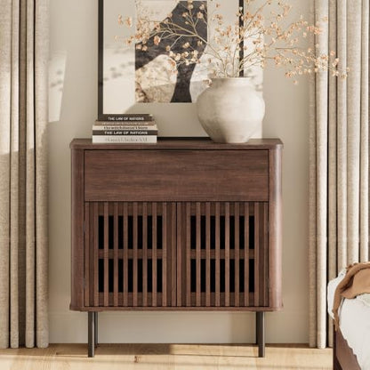 31.5" Tall Modern Sideboard Buffet Cabinet with Storage, Walnut