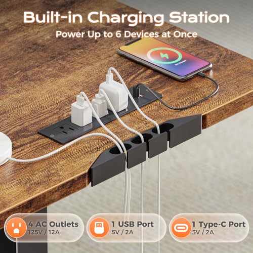 63 x 55 Inch L Shaped Standing Desk with Power Outlets