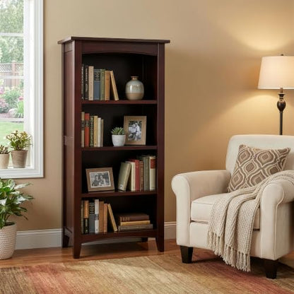 Shaker Cottage 4-Shelf Bookcase, Espresso, 22”W x 48”H