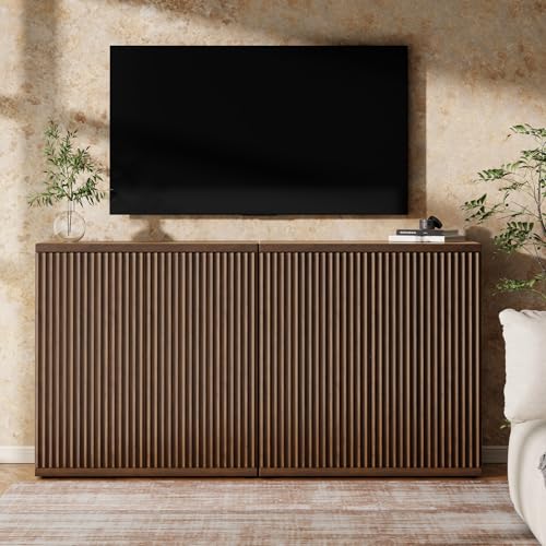 Fluted Buffet Cabinet with Storage Sideboard with 2 Doors& Adjustable Shelf