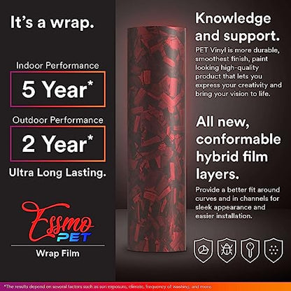 20"x60" (1.6FTx5FT) PET Marble Forged Carbon Fiber Textured Matte Red Vinyl Wrap Auto Car Sticker Decal Film Sheet Bubble Free Air Release Technology with Tool Kit - size: 20"x60" (1.6FTx5FT)