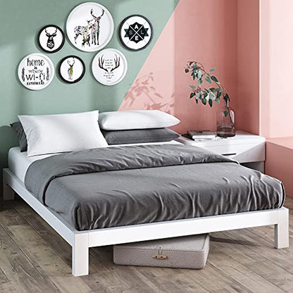 Arnav Metal Platform Bed Frame, Wood Slat Support, No Box Spring Needed, Easy Assembly, White, Full