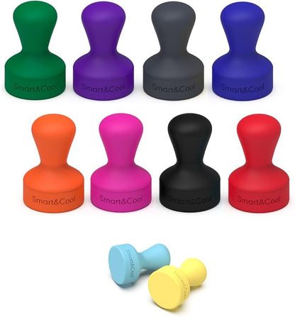 SMART&COOL Silicone Anti Scratch Push Pin Refrigerator Magnets, Thumbtack Magnets for Fridge, Dry Erase Board, Whiteboard, Office, Classroom, School (10 Pack, Multi)