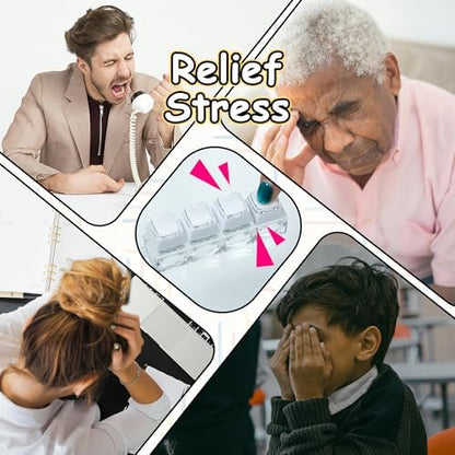 2 PCS Keyboard Fidget Toy, Double Layer Keycap Keyboard Fidget Keychain 4-in-1 Keyboard Decompression Button Finger Clicker Toys, Portable Tactile Button Sensory Fidget Toys Stress Relief Gifts（White）