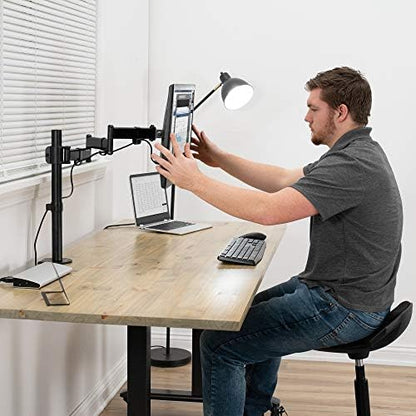 VIVO Single 13 to 32 inch Computer Monitor Desk Mount, Extra Long Adjustable Arm, VESA Stand for 1 Screen, Max VESA 100x100, Black, STAND-V101N