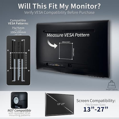VIVO Height Adjustable VESA Adapter Stand for Individual Monitors up to 27 Inches Black