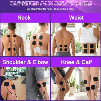 Belifu TENS Muscle Stimulator Unit for Pain Relief, Electronic Pulse Therapy Machine with 36 Mode 20 Intensities, Rechargeable & Portable – Neck, Back, Shoulder, Joint Pain Relief, Color Purple