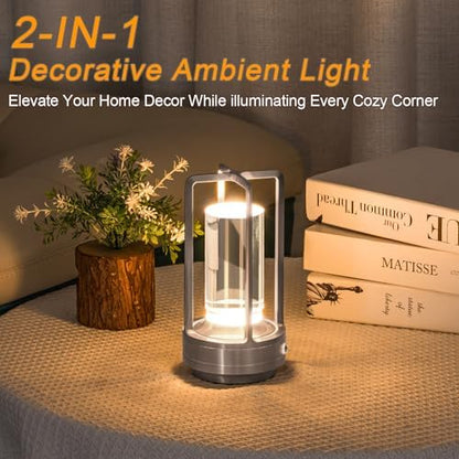 Rechargeable Table Lamp Cordless, Portable Metal Table Lamp