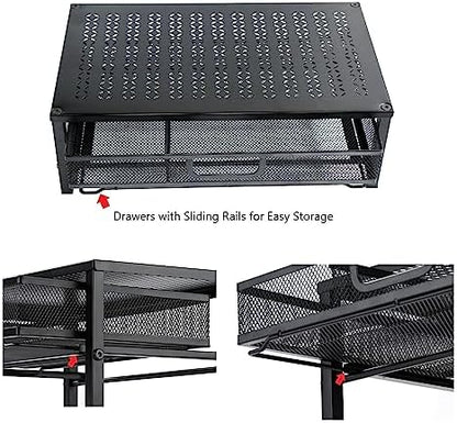 Metal Computer Stand for Desk,Monitor Riser with Drawer ,Desktop Stand for Laptop,Printer and Monitor,Black