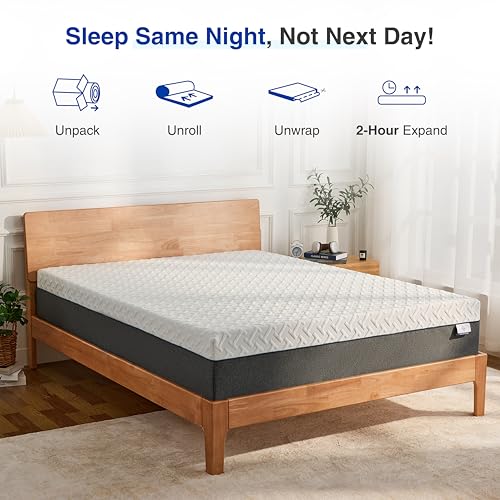 12 Inch King Size Mattress,Green Tea Gel Memory Foam,Medium Firm