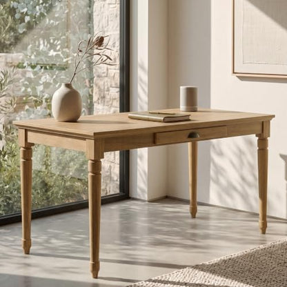 60" Rustic Farmhouse Writing Desk with Storage Drawer, Seadrift