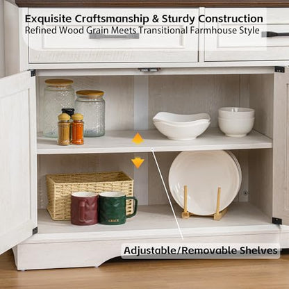 66" Large Sideboard Buffet Cabinet with Storage, Farmhouse Buffet Sideboard