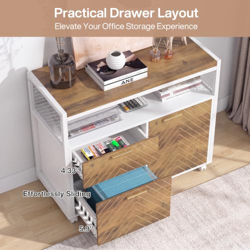63" Executive Desk with Drawer Cabinet, L-Shaped Desk, Walnut