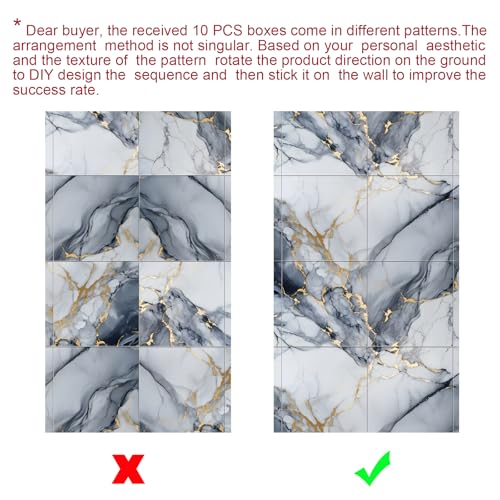 10pcs Thick Marble Peel and Stick Waterproof Wall Panels,Heat-Resistant Backsplash Tile, 23.6"x11.8" PVC Foam Wall Sticker for Kitchen,Living Rooms,TV Walls,Blue and Gold (Not Real Tile 19.4Sq. Ft.) - color: Blue Marble Tiles, size: 23.6" x 11.8" x 4MM x