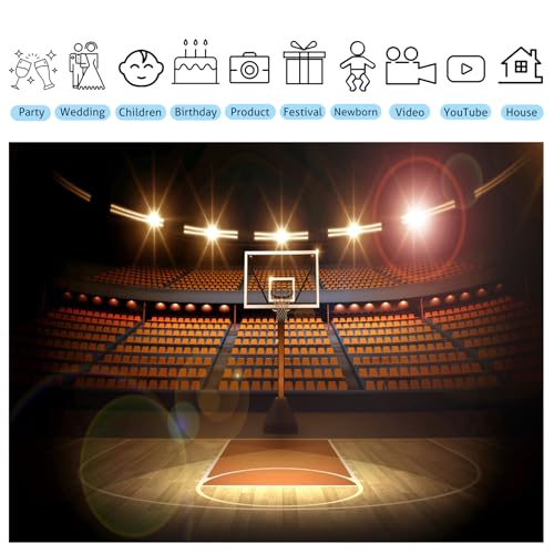 Basketball Backdrop Basketball Arena Photography Background Sports Theme Party Decoration Photoshoot Kids Boys Photo Booth Props 12x8ft - size: 12X8FT