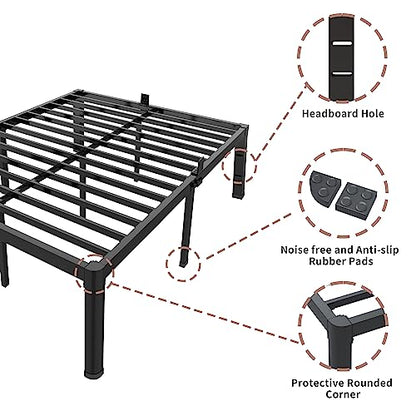 14 Inch Full Bed Frame with Rounded Corner & 4 Mattress Baffles