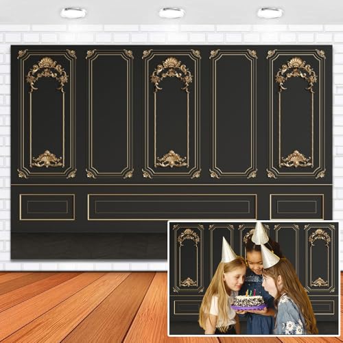 Great 20s Backdrop 6x4ft Vinyl Roaring 1920s Party Photography Background Luxury Black Gold Masquerade Wall Art Decor Dance Prom Photo Props - size: 6x4ft