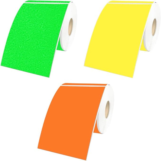 STARLIBOO Colored Labels Stickers 3 x 2 Inch, Rectangle Moving Labels Stickers, 750Pcs Garage Sale Price Sticker, Adhesive Moving Label for Boxes(3 Rolls, Yellow/Fluorescent Green/Orange)