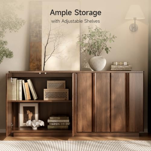 61" Sideboard Buffet Cabinet with Storage Walnut
