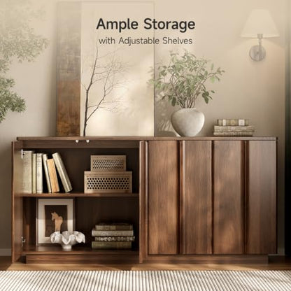 61" Sideboard Buffet Cabinet with Storage Walnut