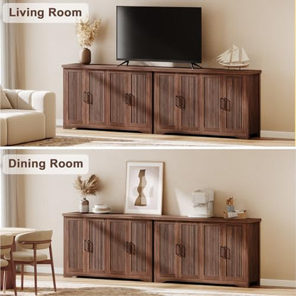 55" Fluted Sideboard Buffet Cabinet with Storage,Walnut
