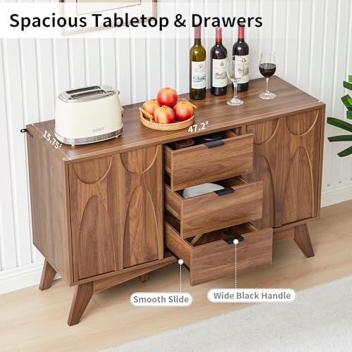 Buffet Cabinet with Storage, 47.2" Storage Cabinet with 3 Drawers