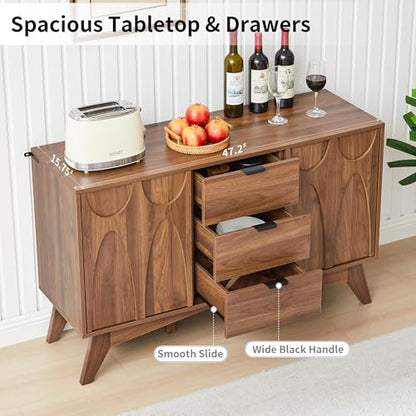 Buffet Cabinet with Storage, 47.2" Storage Cabinet with 3 Drawers