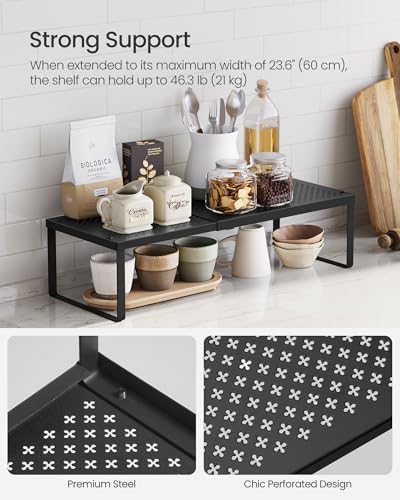 Spice Rack, Expandable Kitchen Countertop Shelf, Steel, Set of 1