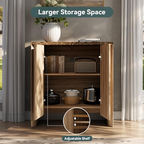31.5" Fluted Sideboard Buffet Cabinet with Storage, Natural Oak