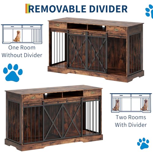 63'' Double Dog Crate with Removable Divider