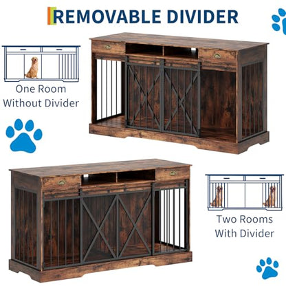 63'' Double Dog Crate with Removable Divider