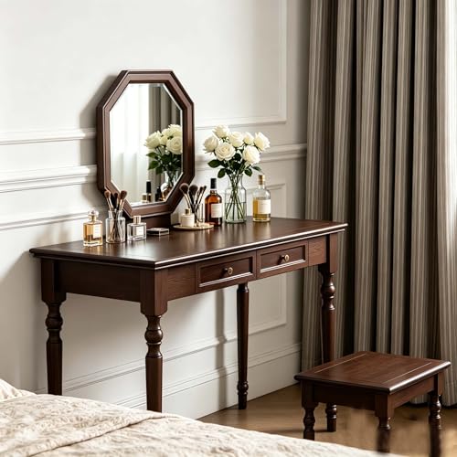 Walnut Writing Desks with Drawers, 47" French Country Style