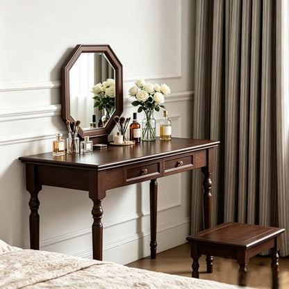 Walnut Writing Desks with Drawers, 47" French Country Style