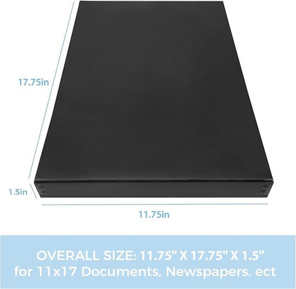 Lineco Museum Archival Storage Box, 11.75x17.75x1.5 in. Drop Front Design. Acid-Free with Metal Edge. Organize Photos, Pictures, Prints, Documents, Crafts, DIY. Black, 2 Pack