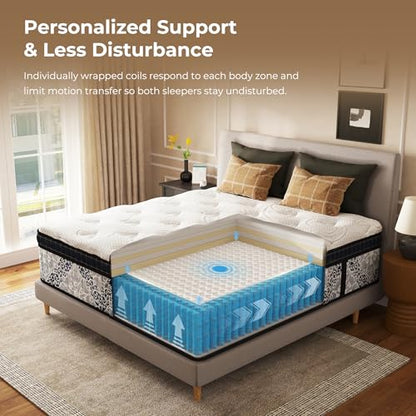 14 Inch Queen Size Mattress in a Box, Cooling Technology, Spring Support