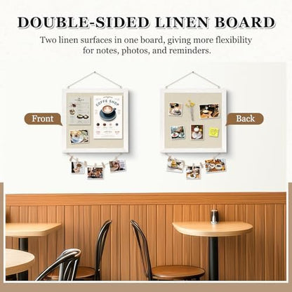 DOLLAR BOSS Double-Sided Bulletin Boards with Linen, 12"x12" Cork Board