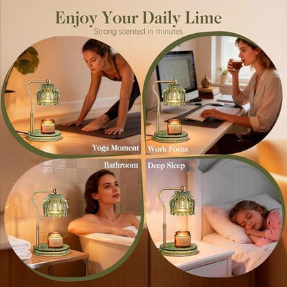 Candle Warmer Lamp with Timer Dimmer, Wax Melts Glass Lamp for Gift, Green