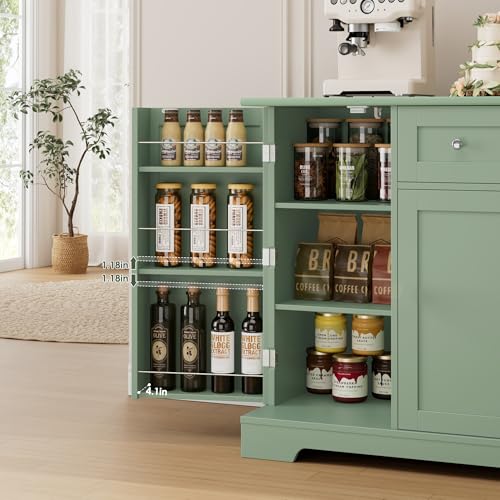 54" W Kitchen Buffet Cabinet with Storage, Coffee Bar Cabinet, Green