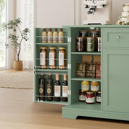54" W Kitchen Buffet Cabinet with Storage, Coffee Bar Cabinet, Green