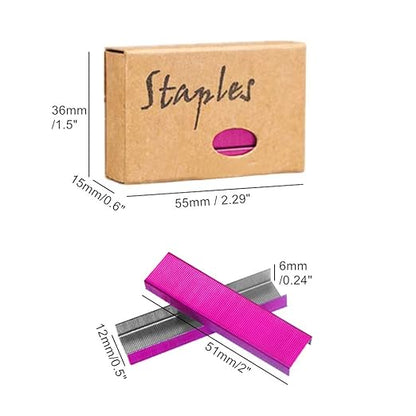 NatSumeBasics 6000 Rose Red Staples Colored Staples for 26/6 Standard Desk Manual Stapler Refill, School Office Supplies Accessories (Rose Red)