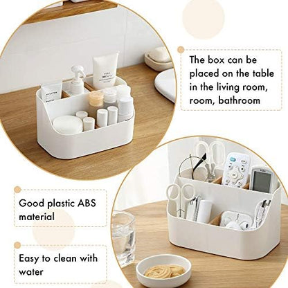 Desk Organizer with 5 Compartments, Office Supplies Organizers and Accessories, Makeup Brush Holder, Pen/Pencil Holder, Remote Control Holder with Movable Wooden Partition